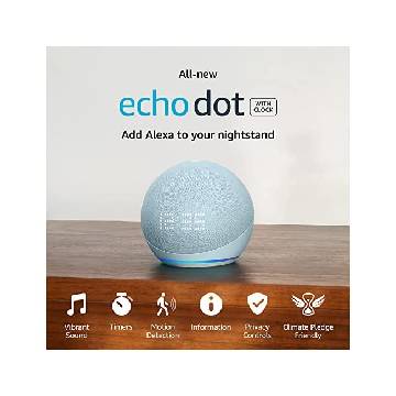 Altavoz inteligente   Echo Dot (5ª Gen 2022) con reloj, Controlador  de Hogar, Gris azulado