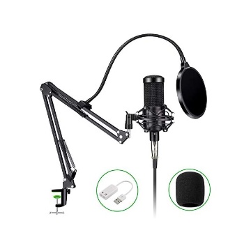 Audio-Technica AT2020 - Brazo de brazo de micrófono con parabrisas de  espuma, soporte de brazo de tijera de suspensión con tapa de filtro pop  para