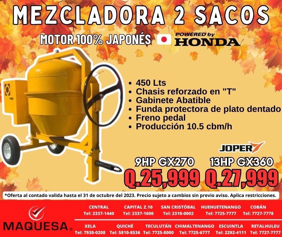 MEZCLADORA CEMENTO MOTOR HONDA