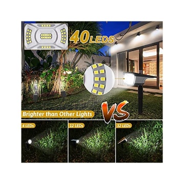 Focos solares para exteriores, PESIVI 40 LED Focos solares para paisajes,  ajustable 2 en 1 USB y con energía solar IP65 Luz de pared impermeable para  patio, jardín, entrada, porche, pasarela, piscina