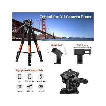 Trípode de cámara, trípode de 74 pulgadas para cámara de teléfono móvil,  fotografía de vídeo, trípode de soporte de cámara alto resistente, trípodes  DSLR de viaje profesional compatibles con Canon Nikon iPhone